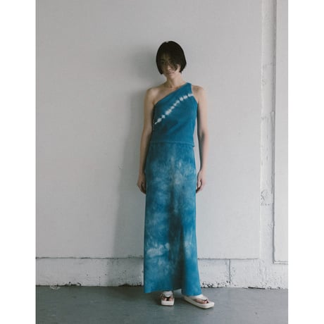 NO.75  RIB A-LINE MAXI SKIRT  藍  -魂-