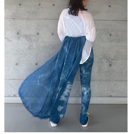 NO.98  LINEN GAUZE WRAP SKIRT  藍  濃い-静寂-