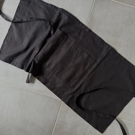 NO. 82  MAEKAKE    Linen Mini Apron  黒　【8/25〜発送】