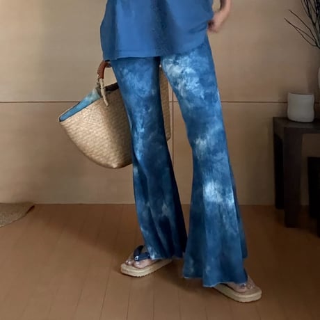 NO.103  RANDOM RIBS BELL PANTS  藍  -陰陽-【SIZE1】