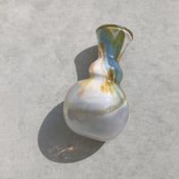 マーブルフラワーベース　　ブルーホワイト&イエロー