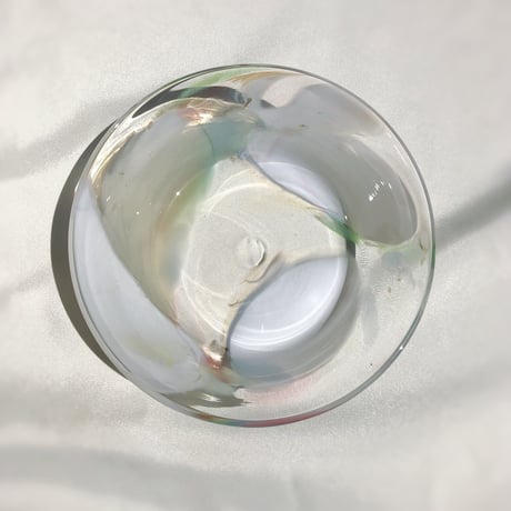 マーブルリム鉢　　　　　　エナメルホワイト&オーロラ
