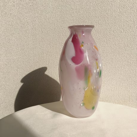 マーブルフラワーベース　　　ライトパープル&チェリーピンク