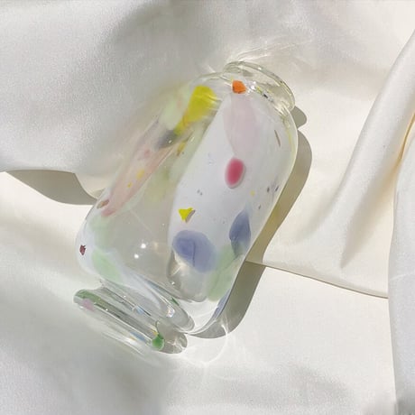 マーブルフラワーベース　　レモンイエロー&ポッピングシャワー