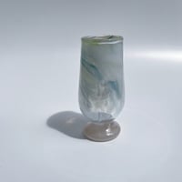 フラワーベース　オフホワイト&ペールブルー