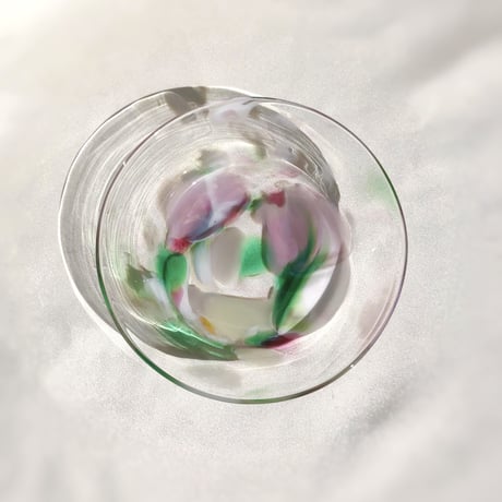 マーブルリム鉢　　　　　　ペールピンク&エメラルドグリーン