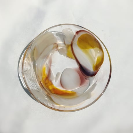 マーブルリム鉢　　　　　　カフェモカ&マスタードイエロー