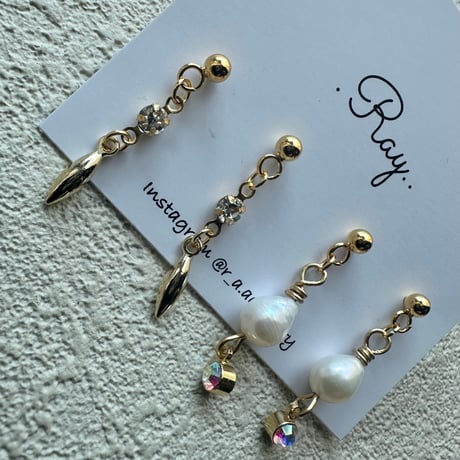【Daily series】white淡水パール2点セット silver gold
