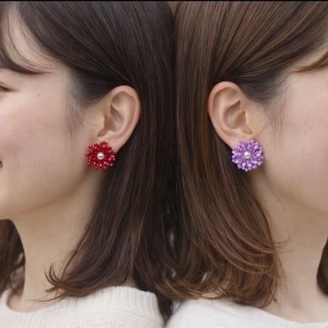 bloom 【20color】選べるビーズフラワーピアス/イヤリング 推しカラー