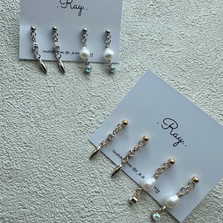 【Daily series】white淡水パール2点セット silver gold