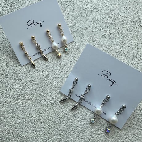 【Daily series】white淡水パール2点セット silver gold