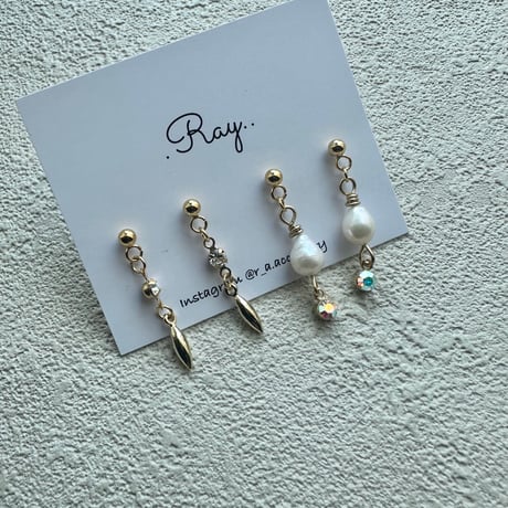 【Daily series】white淡水パール2点セット silver gold