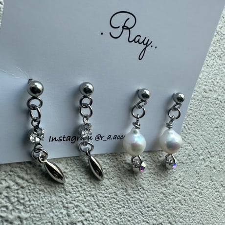 【Daily series】white淡水パール2点セット silver gold
