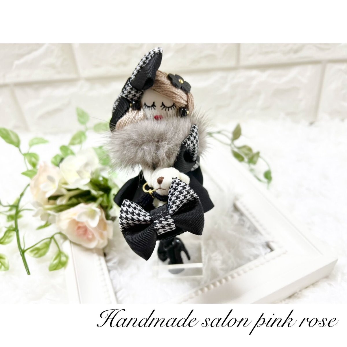 新作】ファー＆ツイードリボンルルベちゃんBK | Handmade salon pink r