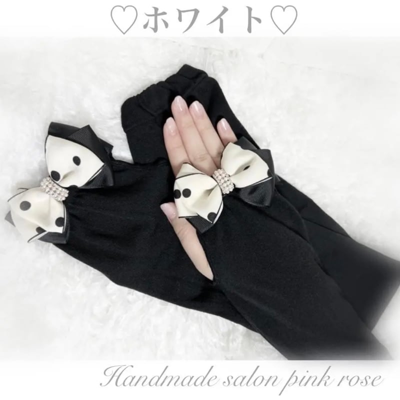 ハンドメイド 大人リボン ゴム カメリア付きドット柄 ハンドメイド 大人リボン ゴム カメリア付きドット柄