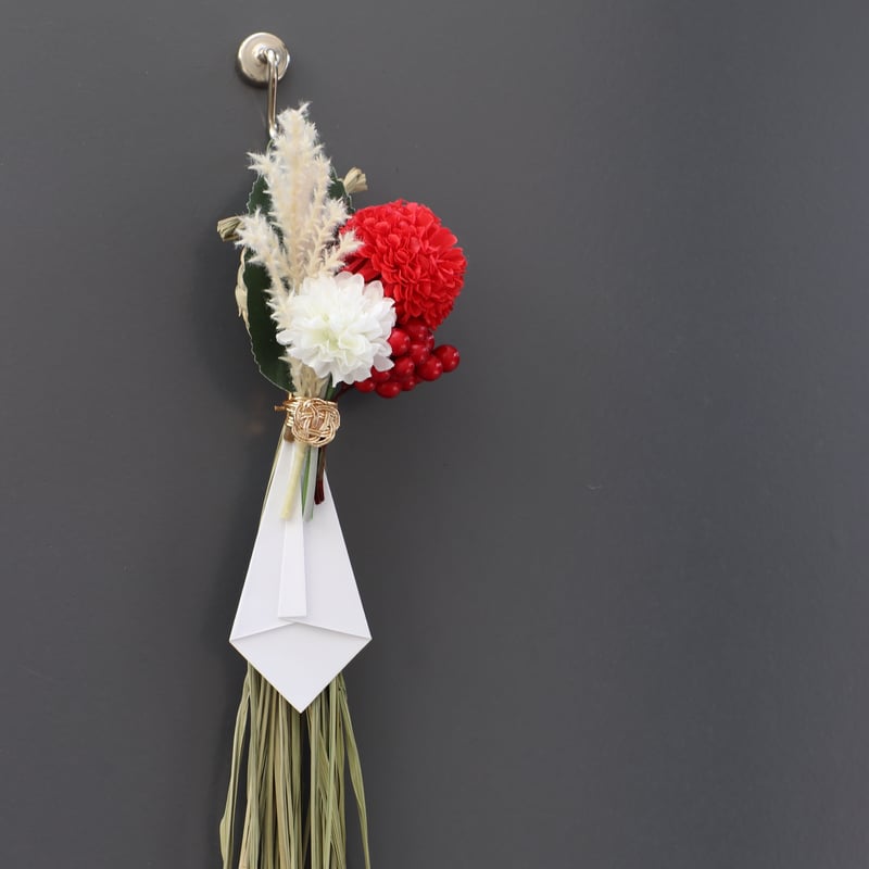 S.mira@【WhiteマムA】しめ縄リース お正月飾り しめ縄 Amazon.co.jp: ［ 2025年 mamawreath しめ縄 ］紅白水引しめ縄