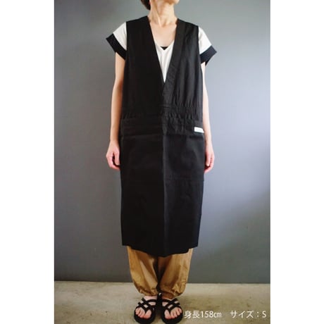【　Life Goods　】naraの日常着　artepovera エプロン　ブラック（コットン）