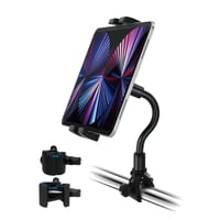 タブレットホルダー（4～13インチ対応） フレキシブルアーム式 クリップ固定式　ブラック
