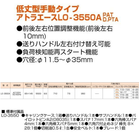 【5営業日以内に出荷】日東工器 アトラーエース LO-3550A 44331