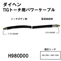 【送料無料・5営業日以内に出荷】ダイヘン TIGトーチ用パワーケーブル(4m) H980D00