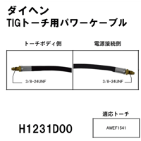 【5営業日以内に出荷】ダイヘン TIGトーチ用パワーケーブル(4m)H1231D00
