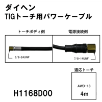 【5営業日以内に出荷】ダイヘン TIGトーチ用パワーケーブル(4m) H1168D00