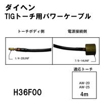 【送料無料・5営業日以内に出荷】ダイヘン TIGトーチ用パワーケーブル(4m) H36F00