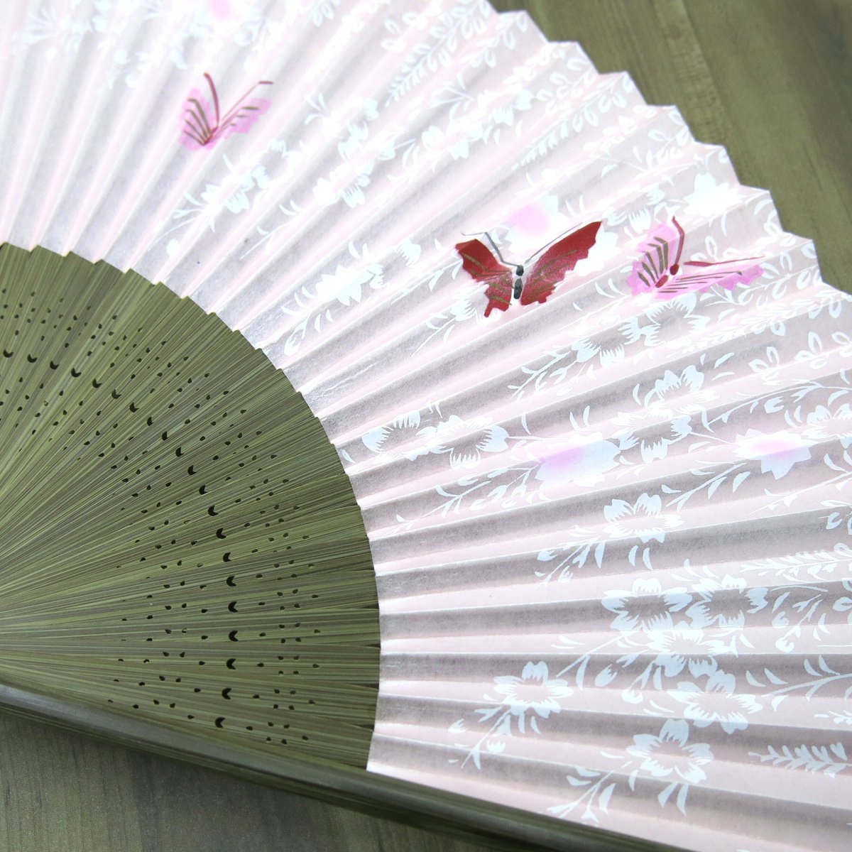 京都・伊藤常 女性用紙扇子【蝶】ピンク | CATARACT