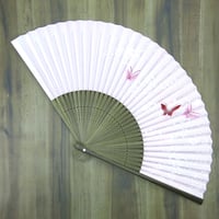 京都・伊藤常　女性用紙扇子【蝶】ピンク