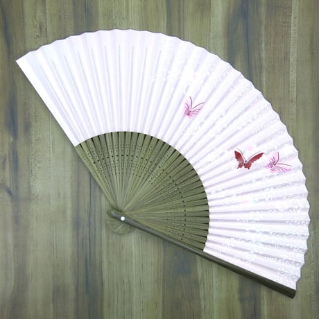 京都・伊藤常　女性用紙扇子【蝶】ピンク