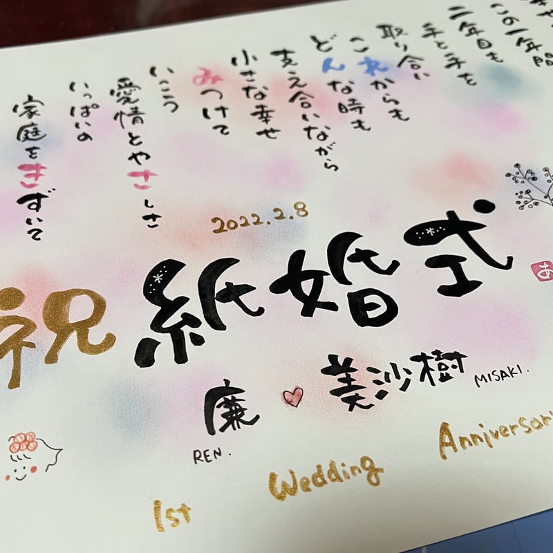 A4サイズ⠀】結婚記念日、記念日、サプライズ お二人のお名前を