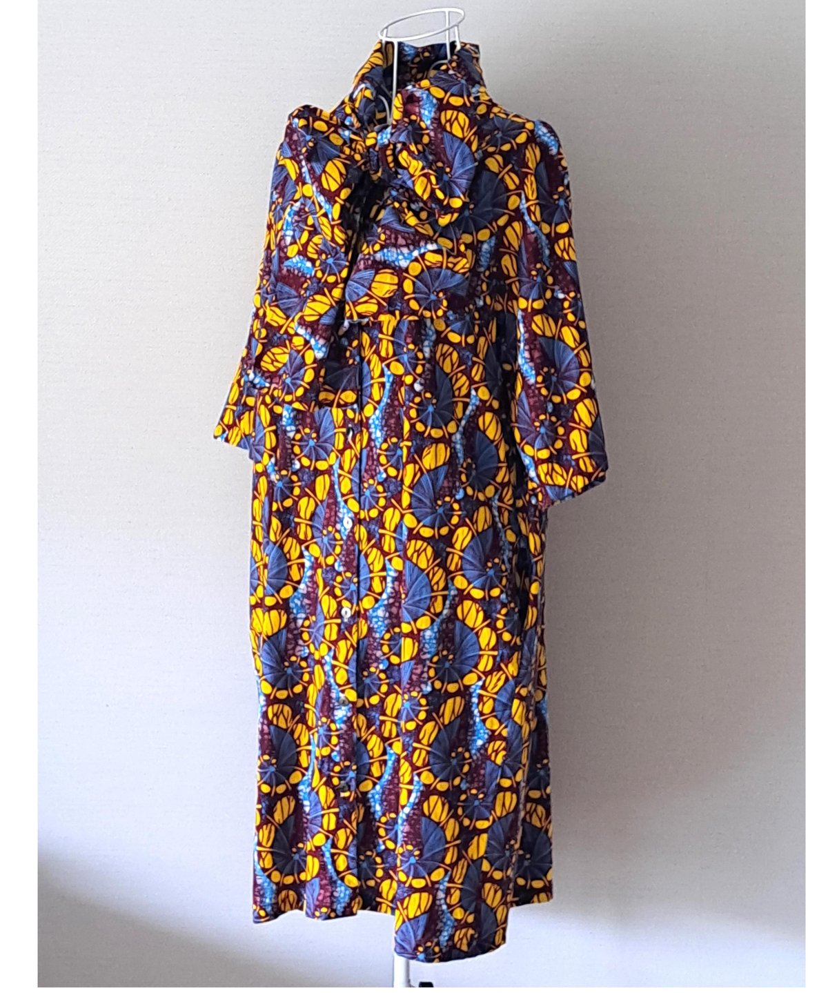 リボンフラワードレス （ブルーxイエローxチョコレート