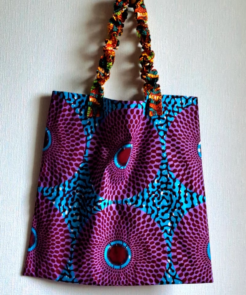 グラニーバッグ ハンドメイド エコバッグ サブバッグ 花柄 パープル 紫  