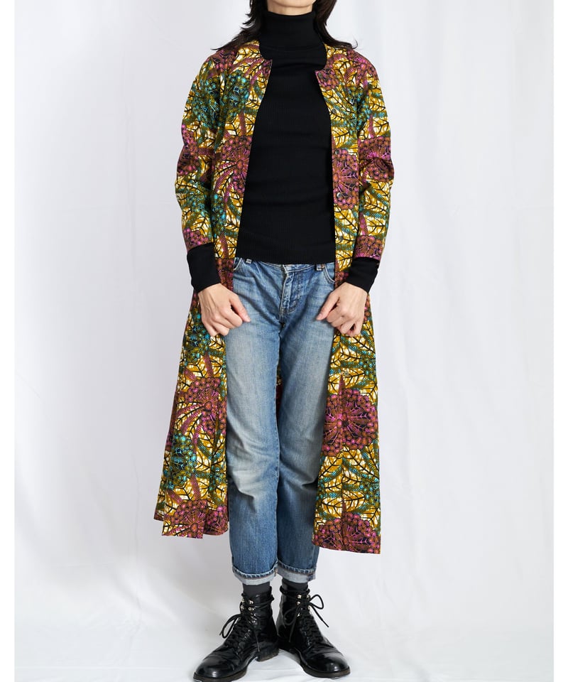 エプロンフラワードレス（ピンクxブルーxイエローオーカー） | attamica