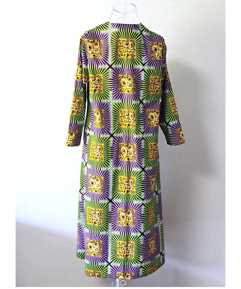 エプロンフラワードレス（アップルグリーンxラベンダー