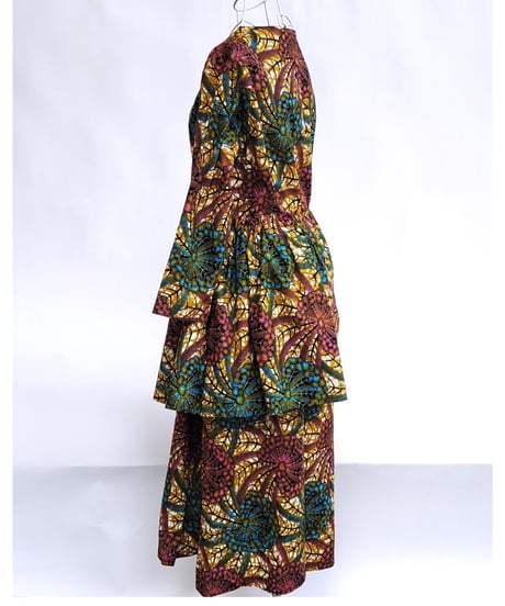 エプロンフラワードレス（ピンクｘブルーｘイエローオーカー）