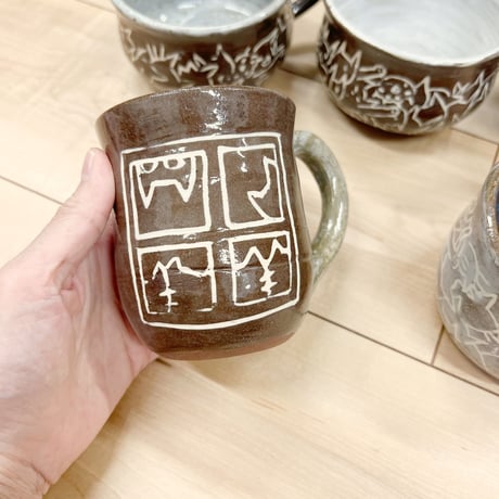猫ちゃん陶器マグカップ【三島技法】