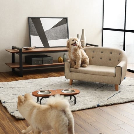 BELLA(ベラ) ペット用エサ皿 RD /【 PETTO 】ペットと アイアン4本脚がおしゃれなペット専用テーブル☆
