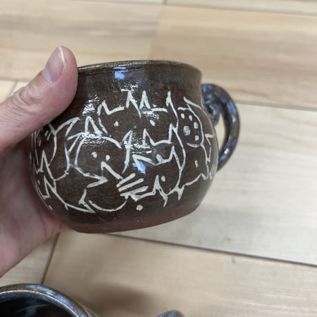 猫ちゃん陶器マグカップ【三島技法】