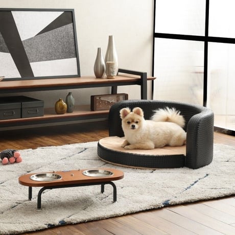 BELLA(ベラ) ペット用エサ皿 RD /【 PETTO 】ペットと アイアン4本脚がおしゃれなペット専用テーブル☆