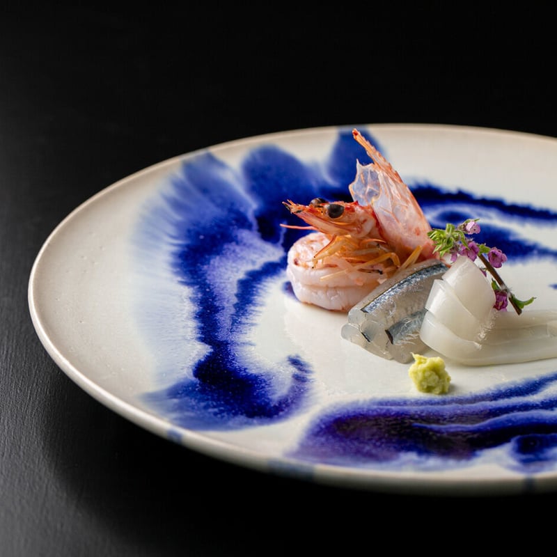 瑠璃釉垂らし / 平皿 / 大 | 法勝寺焼 松花窯