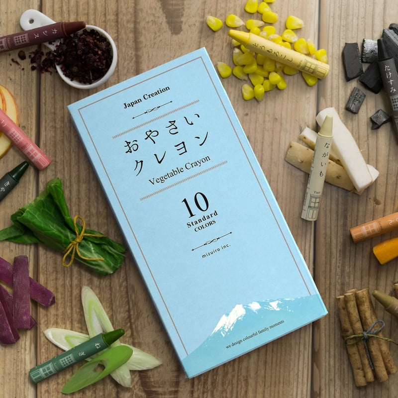 10本入り × 10個 おやさいクレヨン JapanBlue お米と野菜から作
