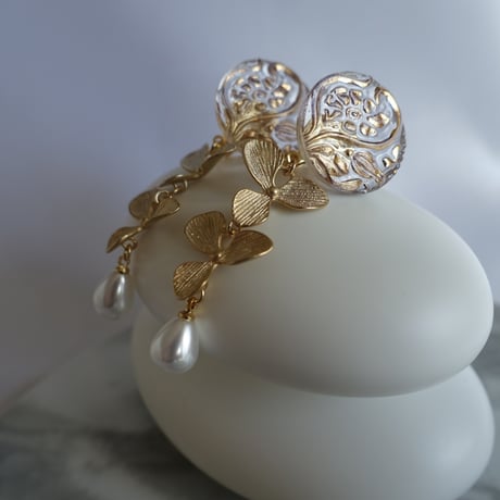Czech  glass button earring(2)