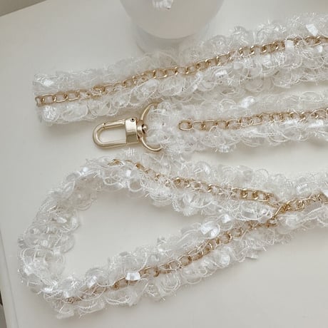 【予約商品】Bling chain lead (White)