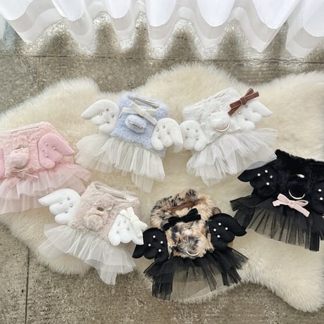 【予約商品】fur angel harness Ruffle（beige）