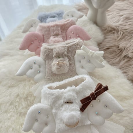 【予約商品】fur angel harness Ruffle（beige）