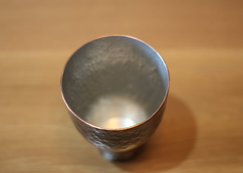 銅の手廬 Y-craftmanship Cup 蒼翠（そうすい）色-大_銅：槌目 | TASHIKA