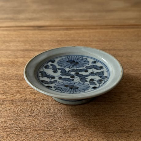 皐月窯　3.5寸高台皿 菊唐草 さ14A（直径約11cm)