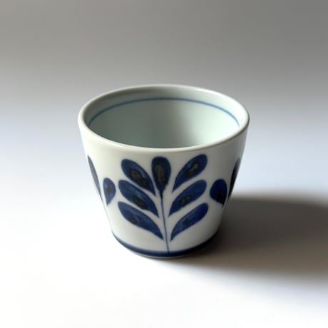 陶房遊　蕎麦猪口（大） ブルーリーフ B