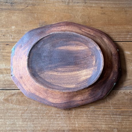 柳瀬俊一郎　多角皿 オーバル 菱 42B2（約23×19cm)